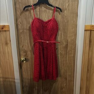Red Lace Spaghetti Strap Dress